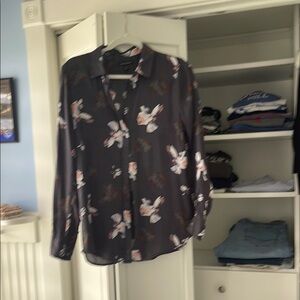 Banana Republic Floral Blouse - Black and Pink